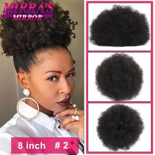 Chignon Bouclé Et Décoiffé Pour Femmes Noires, Grand Chignon Synthétique À Clipser, Extensions De Queue De Cheval Avec Cordon De Serrage, Postiche Bouclé Et Décoiffé