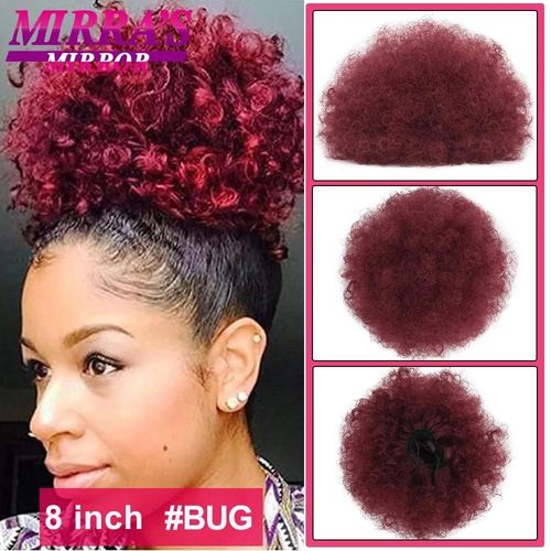 Chignon Bouclé Et Décoiffé Pour Femmes Noires, Grand Chignon Synthétique À Clipser, Extensions De Queue De Cheval Avec Cordon De Serrage, Postiche Bouclé Et Décoiffé