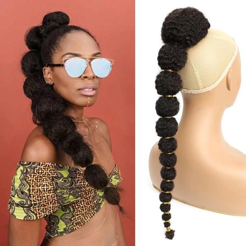 Extension Queue De Cheval Afro Bouffante Crépue Pour Femmes Noires, Postiche Synthétique De 45,7 À 61 Cm De Long Avec Cordon De Serrage