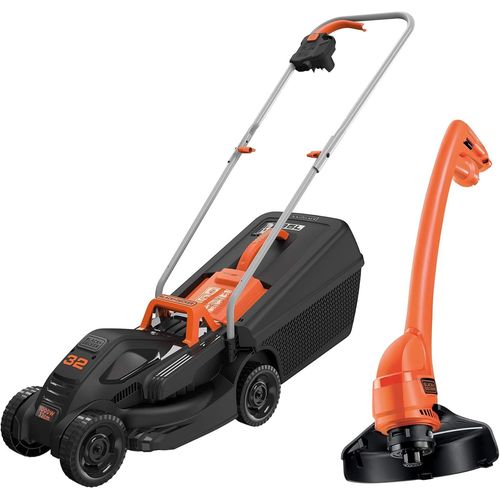 CHECARZHN--NO1-Tondeuse Filaire 1000W Et Coupe-Bordures Filaire 250W, Tondeuse À Gazon 32 Cm Avec 3 Hauteurs De Coupe, Coupe-Bordures 23 Cm Avec Déroulement Du Fil Automatique, Bemw351Gl2-Qs Noir