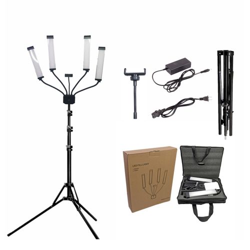 Lampe de photographie LED a 4 bras en alliage d'aluminium pour selfies Anchor, diffusion en direct avec support pliable inverse