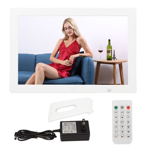 Cadre photo numerique 15 pouces, cadre photo numerique electronique HD avec prise en charge de l'induction corporelle, lecture d'images video, musique, horloge, calendrier, prise americaine 100-240 V