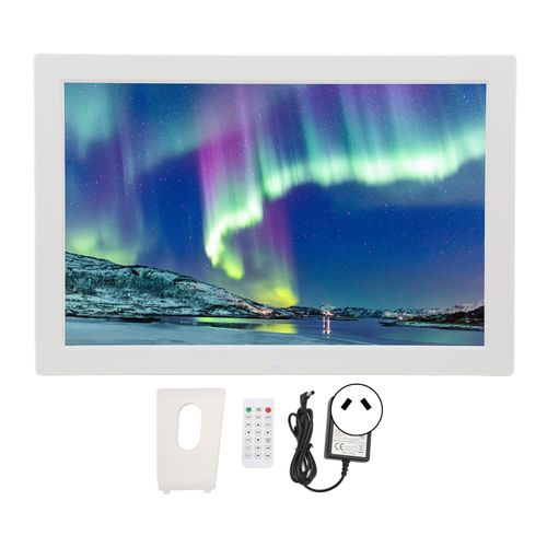 Cadre photo numerique intelligent avec ecran HD 17 pouces et telecommande, 100-240 V, pour la maison, blanc