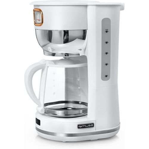 Machine À Café Ms-220 W | Avec Carafe En Verre, Affichage Analogique Pour Maintien Au Chaud, Capacité De 10 Tasses, Blanc Mat