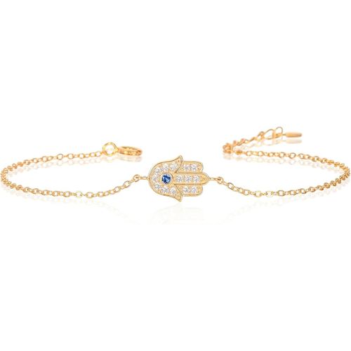 Bracelet Argent 925 Pour Femme En En Main De Fatma, Bracelet Khamsa Serti De Pierres En Zirconia Pour Femme Et Jeune Fille, Bracelet Femme Argent, Or Jaune Ou Or Rose