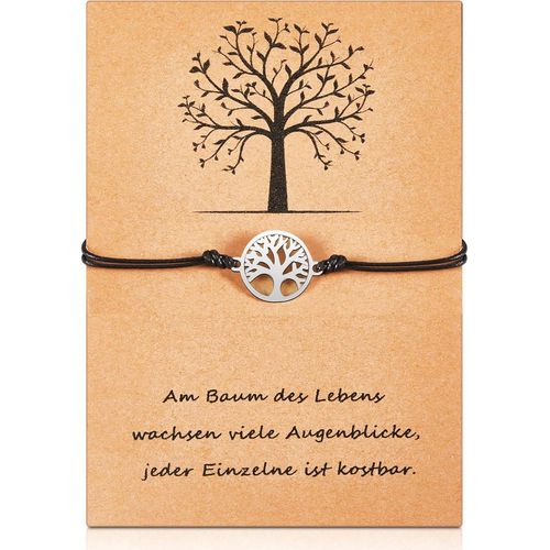 Bracelet Arbre De Vie Avec Carte Pour Femme Fille - Pendentif Arbre De Vie Réglable - Cadeau D'amitié Pour Anniversaire, Fête Des Mères, Amis