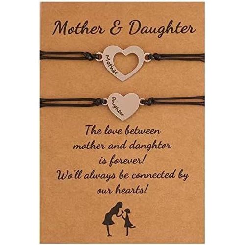 Bracelet Pour Maman Fille - Cadeau - Bracelets De Correspondance Faits À La Main Pour Maman Fille - Cadeau Pour La Fête Des Mères - Cadeau D'anniversaire Pour Maman Fille, L, Métal, Pas De