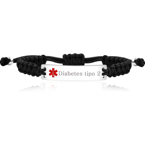 Bracelet D'alerte Médicale Cordon Bleu Pour Les Femmes Et Les Hommes Grand - Mère Avec Gravure Gratuite Réglable En Acier Inoxydable D'urgence Médicale Id Bracelet Y3944