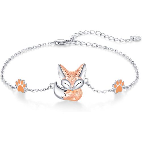 Bracelet Renard En Argent Sterling 925 Pour Enfants Et Femmes - Pendentif Renard - Bijou Pour Femme Et Fille, 22 Cm, Argent Sterling