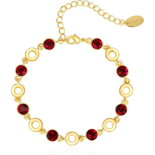 Bracelets En Or Pour Femme, Bracelets À Maillons De Bijoux En Rubis Turquo , Bracelet En Zircone Cubique Plaqué Or 18 Carats, Cadeau Pour Noël, Anniversaire, Mariage, Saint-Valentin