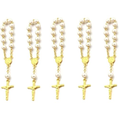 5 Pièces Mini Rosaires, Perles De Chapelet De Baptême, Catholique Bracelet Chapelet, Décoration De Chaîne De Doigt De Chapelet, Pour Communion, Mariage, Fête Cadeaux