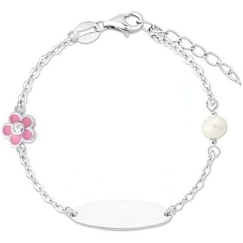 Turmalina Bracelet D'esclave D'identification En Argent Sterling 925 Bracelet Bébé Fille Avec Plaque Et Longueur 11 Plus Rallonge De 2,5 Cm Marque De Bijoux Tourmalina Par M , Argent