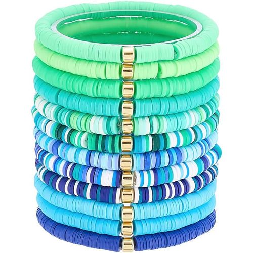 Bracelets De Perles D'argile Surfer Heishi 12pcs Bracelet De Perles Empilables En Argile Polymère Été