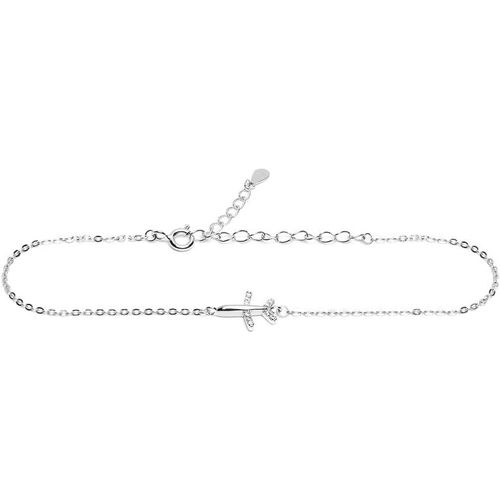 Bracelet Avion En Argent 925 Et Zircon Cubique - Idée Cadeau Pour La Femme Voyageuse - Modèle Miami