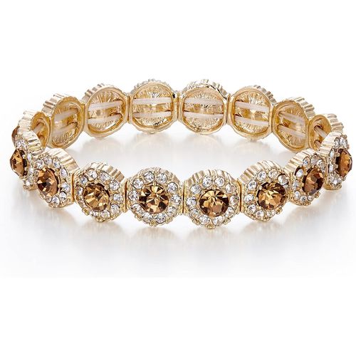 Bracelet Élastique Diamanté Rond Simple Femme Cristal Strass Bijou Mariage Accessoire Cadeau