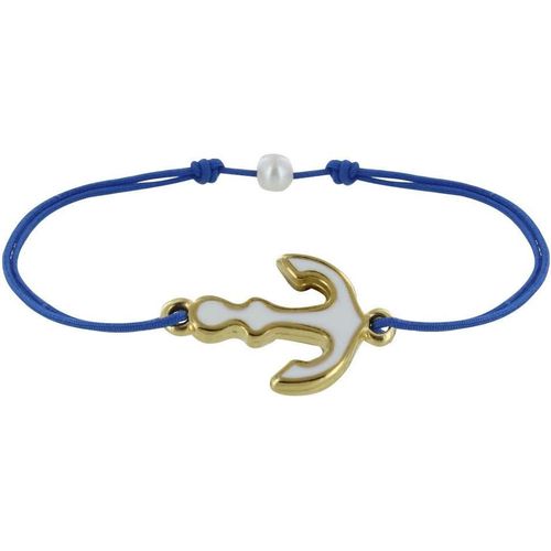 - Bracelet Lien Médaille En Laiton Ancre Émaillée Blanche