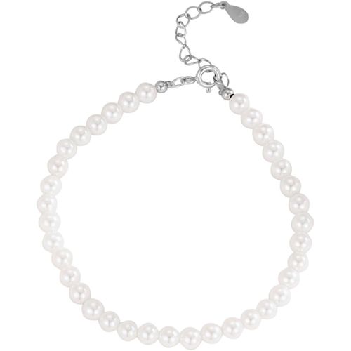 Bracelet En Perles Pour Femme,Bacelet Femme Argent 925 Breloque,Bracelet Jonc Filles En Perles Blanche,Tendance Bijoux Bracelet Pour Maman,Réglable