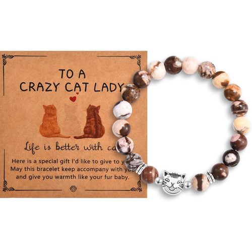 Cat Gifts For Women Girls, To A Crazy Cat Lady Bead Bracelets - Cat Lover Gifts For Women Teens, Cute Cat Themed Gifts For Cat Lovers Lady Daughter Sister Best Friend Girlfriend Wife