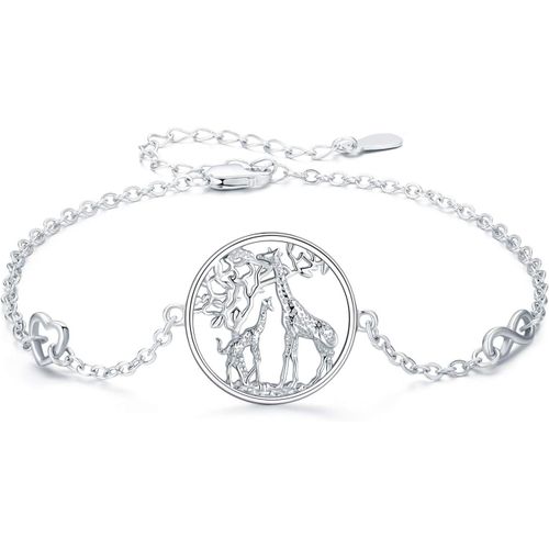 Bracelet Girafe En Argent Sterling Pour Femme Symbole D'amour Infini Chaîne Réglable Cadeau Pour Maman Et Fille 17,8 Cm Avec Rallonge De 5,1 Cm
