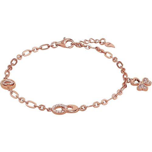 Collier Avec Pendentif En Argent 925 Sterling Pour Femme, Avec Zirconium Synthétisé, Avec Perle De Cire, 45 Cm, Couleur Rose, Livré En Boîte Cadeau De Bijoux, 9182466