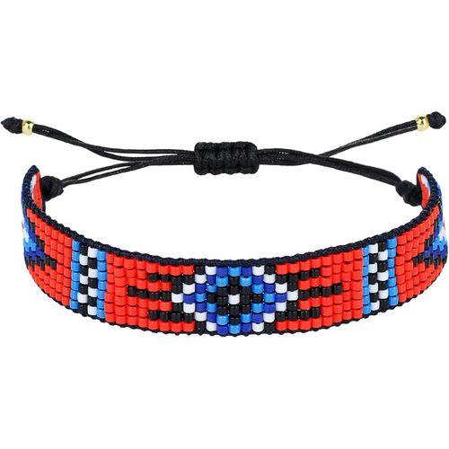 Bracelet Pour Femmes Larges Bandes Miyuki Couleur Arc En Ciel Motifs Multiples Ligne De Coton N?ud De Récif Pour L'ajustement Ensemble De Bijoux De Mode