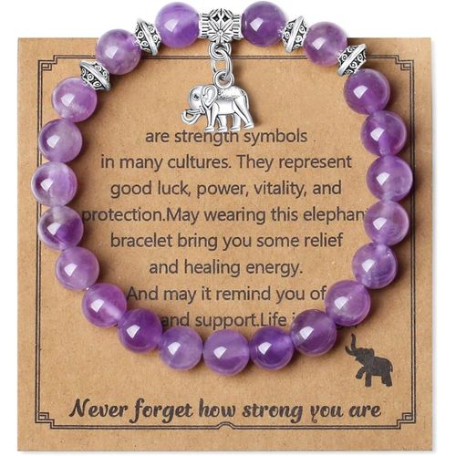 Cadeau Éléphant Pour Femme - Bracelet Porte-Bonheur En Cristal - Bracelet De Perles Pour Femme - Cadeau D'anniversaire Ou De Noël