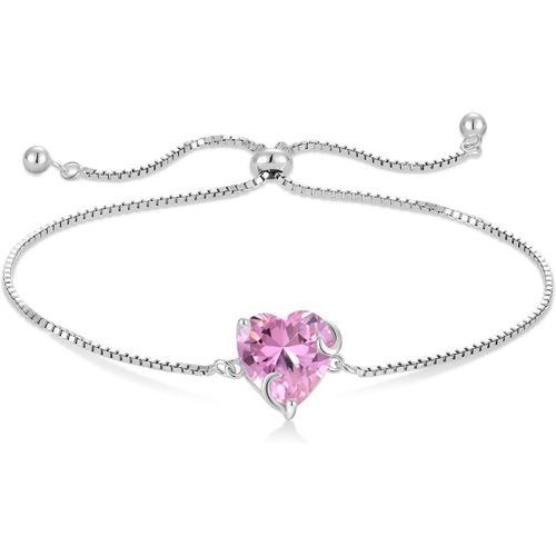 Bracelet Pour Femme En Argent Sterling 925 Avec Pierre De Naissance 5a Et Zircone Cubique - Cadeau Pour Mère Ou Petite Amie