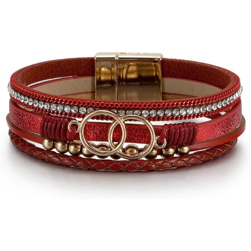 Bracelet Multicouche En Cuir Tressé Doré Pour Femmes Et Filles