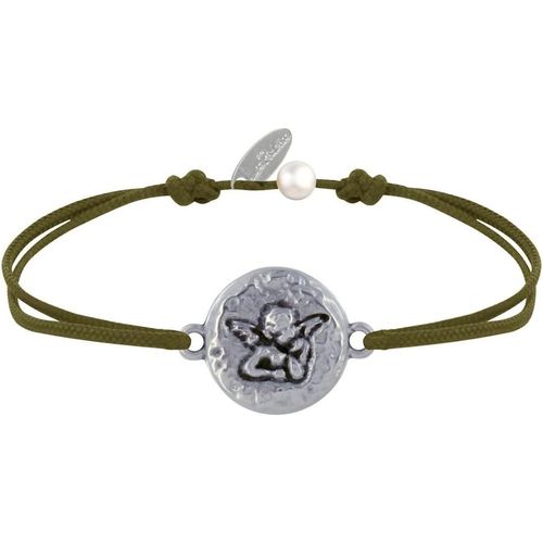 - Bracelet Lien Médaille Ronde Martelée Laiton Argenté Ange Raphaël