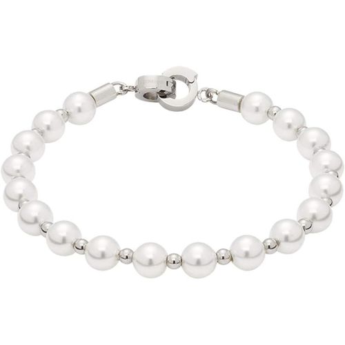 Femme Bracelet Signora Darlin's Acier Inoxydable/Argent Perle D'imitation Blanc 18,5 Cm Darlin's Clip Petit 015860