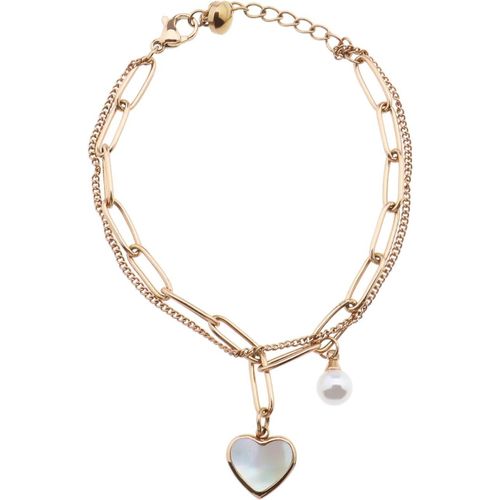 Bracelet Trombone Pendentif Coeur En Fausse Perle Pour Mère Femme Petite Amie Noël Acier Titane Chaîne Réglable 155 195mm