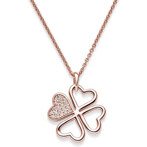 Collier Trèfle À Quatre Feuilles | Collier Femme Argent 925 /Plaqué Or Pendentif Trèfle Zircons| Porte Bonheur Amour| Idée Cadeau Femme Femmes Copine Fille Maman Fête Des Mères | Bijoux Femme