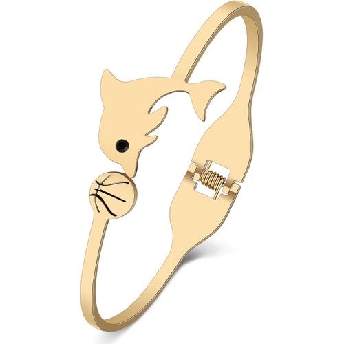 Joli Bracelet Dauphin En Acier Inoxydable Avec Motif De Baleine De Pieuvre - Or 18 Carats - Bijou Pour Femme Et Fille