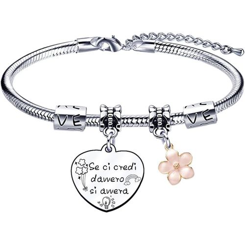 Cadeaux Inspirants Bracelet Pour Femme Avec Pendentif Personnalisé, Si Vous Le Croyez Vraiment, Taille Réglable, Gravure Bracelet Cadeau D'anniversaire, Taglia Unica, Acier Inoxydable
