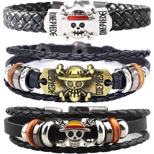 Lot De 3 Bracelets En Forme De Tête De Mort En Acier Inoxydable - Accessoires Parfaits Pour Les Fans, Cosplay, Cadeaux, Zinc