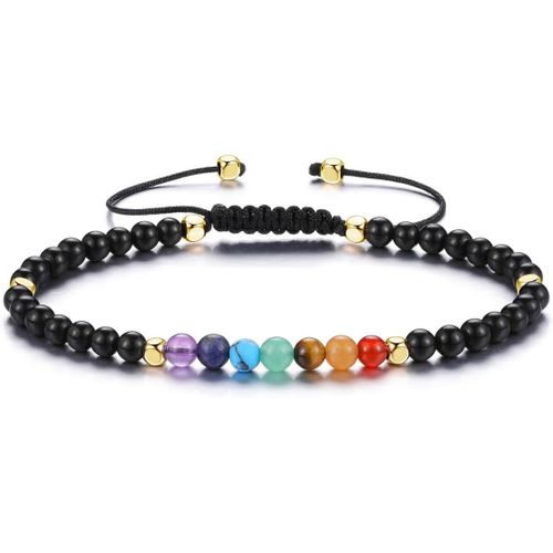 Bracelet Fine Chakra Pierre Naturelle 4mm Perle D'energic Bracelet Tressé Réglable Bracelet 7 Chakra Pour Femme Fille Amitié Cadeau Fête De Mère Anniversaire