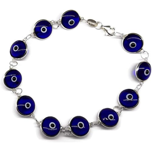 Bracelet En Argent Avec Mauvais ?il, Protection Et Bonne Chance