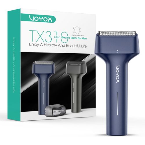 Rasoir Electriques Hommes 3-En-1 Rasoir Barbe Homme Rechargeable Tête Flottante Fil Rasoir Homme Electrique Avec Serrure De Voyage Durabilité De La Batterie Humide Et Sec Sûr Shaver Tx310 (Bleu)