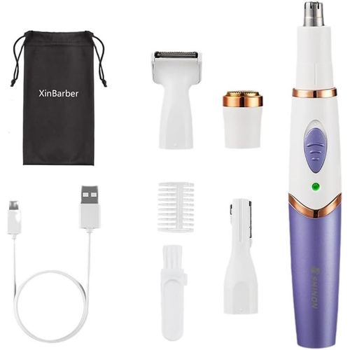 Rasoir Électrique 4 En 1 Pour Femme ¿ Épilation Sans Fil Indolore Et Portable Pour Jambes, Aisselles, Sourcils, Lèvres, Vi , Nez Et Bikini