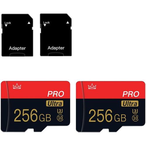 CHECARZHN--NO1-Lot De 2 Cartes Micro Sd 256 Go Classe 10 Avec Adaptateur Sd Haute Vitesse Pour Tablette, Appareil Photo, one