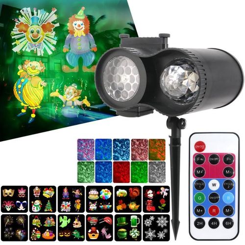 Projecteur D'halloween 2 En 1, Eclairage D'exterieur A Vagues Oceaniques Avec 12 Diapositives, Eclairage Led Etanche, Decoration De Fete