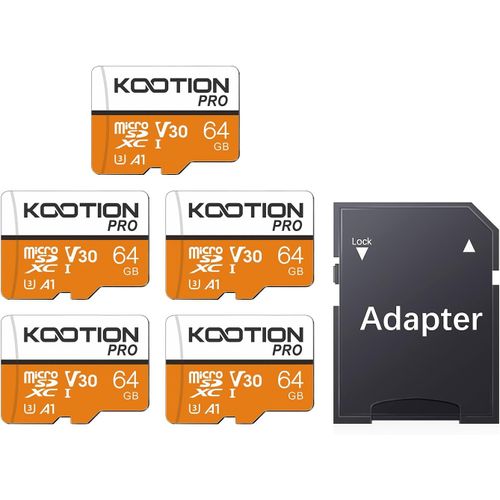 CHECARZHN--NO1-Carte Sd 64 Go Lot De 5, Micro Sd Carte Mémoire Uhs-I Vitesse Jusqu'À 90 M/S,Tf Micro Sdxc, T-Flash A1 V30, U3 Pour one/Dash Cam/Camera/Phone/Nintendo-Switch/Pc/Tablet