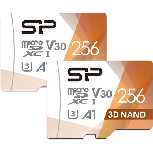 CHECARZHN--NO1-Silicon Power Lot De 2 Cartes Micro Sd 256 Go Compatibles U3 Nintendo Switch, Carte Mémoire Microsd Sdxc Microsdxc Haute Vitesse Avec Adaptateur