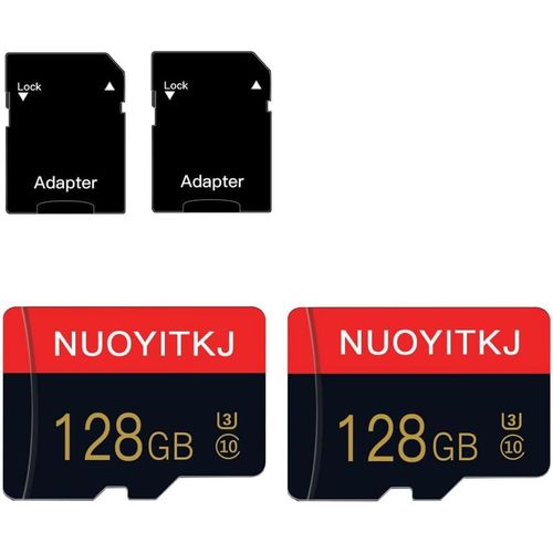 CHECARZHN--NO1-Lot De 2 Cartes Micro Sd 128 Go Classe 10 Avec Adaptateur Sd Haute Vitesse Pour Tablette, Appareil Photo, one