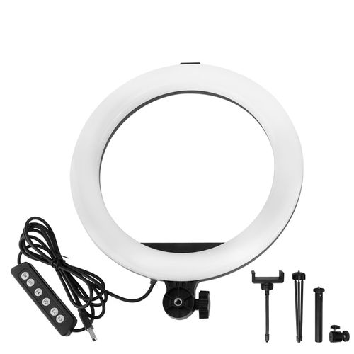 Anneau lumineux LED RGB de 10 pouces avec trepied de bureau pour la photographie en direct