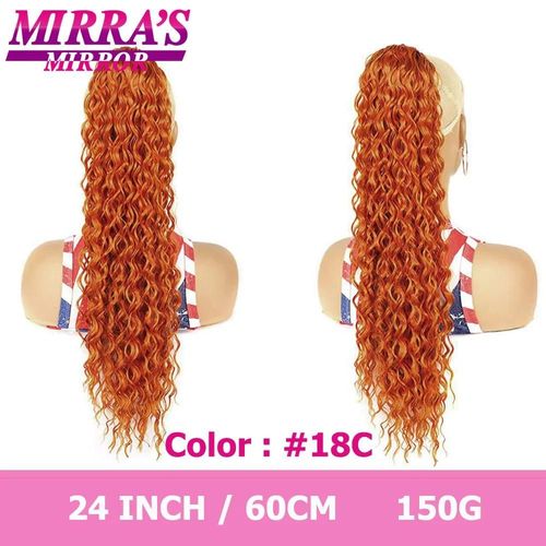 Extensions De Queue De Cheval Synthétiques Ondulées Profondes De 40 À 60 Cm Avec Cordon De Serrage Pour Femmes, Postiche À Clipser, Mirra's Mirror