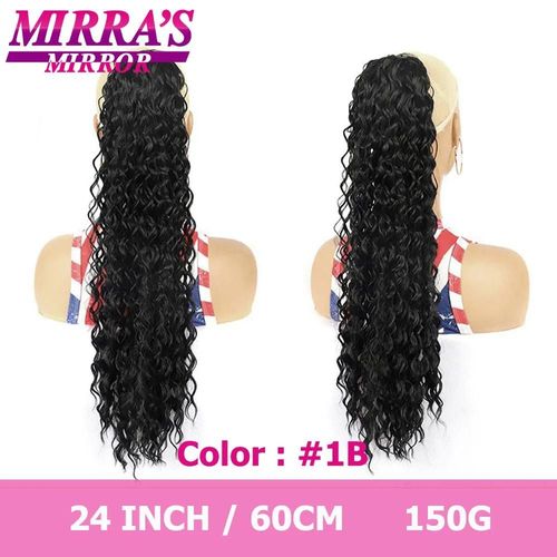Extensions De Queue De Cheval Synthétiques Ondulées Profondes De 40 À 60 Cm Avec Cordon De Serrage Pour Femmes, Postiche À Clipser, Mirra's Mirror