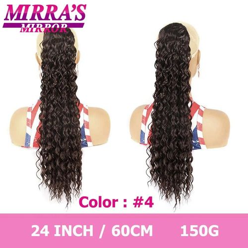 Extensions De Queue De Cheval Synthétiques Ondulées Profondes De 40 À 60 Cm Avec Cordon De Serrage Pour Femmes, Postiche À Clipser, Mirra's Mirror