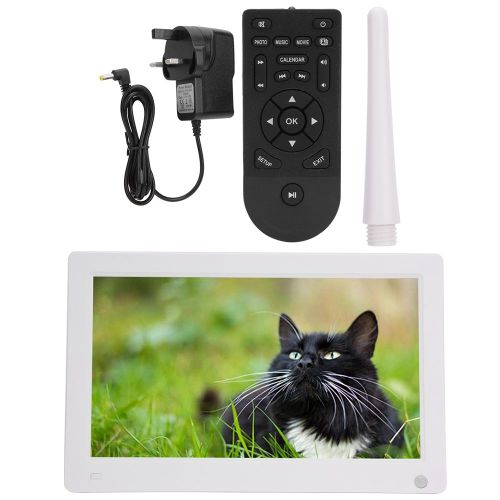 Cadre photo numerique a induction 11,6 pouces 16:9 1920 x 1080 1080p, compatible avec la lecture de videos, d'images, de musique, d'horloge et de calendrier, 100-240 V (blanc, Royaume-Uni)