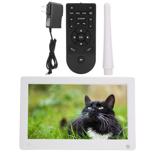 Cadre photo numerique a induction 11,6 pouces 16:9 1920 x 1080 1080p, compatible avec la lecture de videos, d'images, de musique, d'horloge et de calendrier, 100-240 V (blanc US)